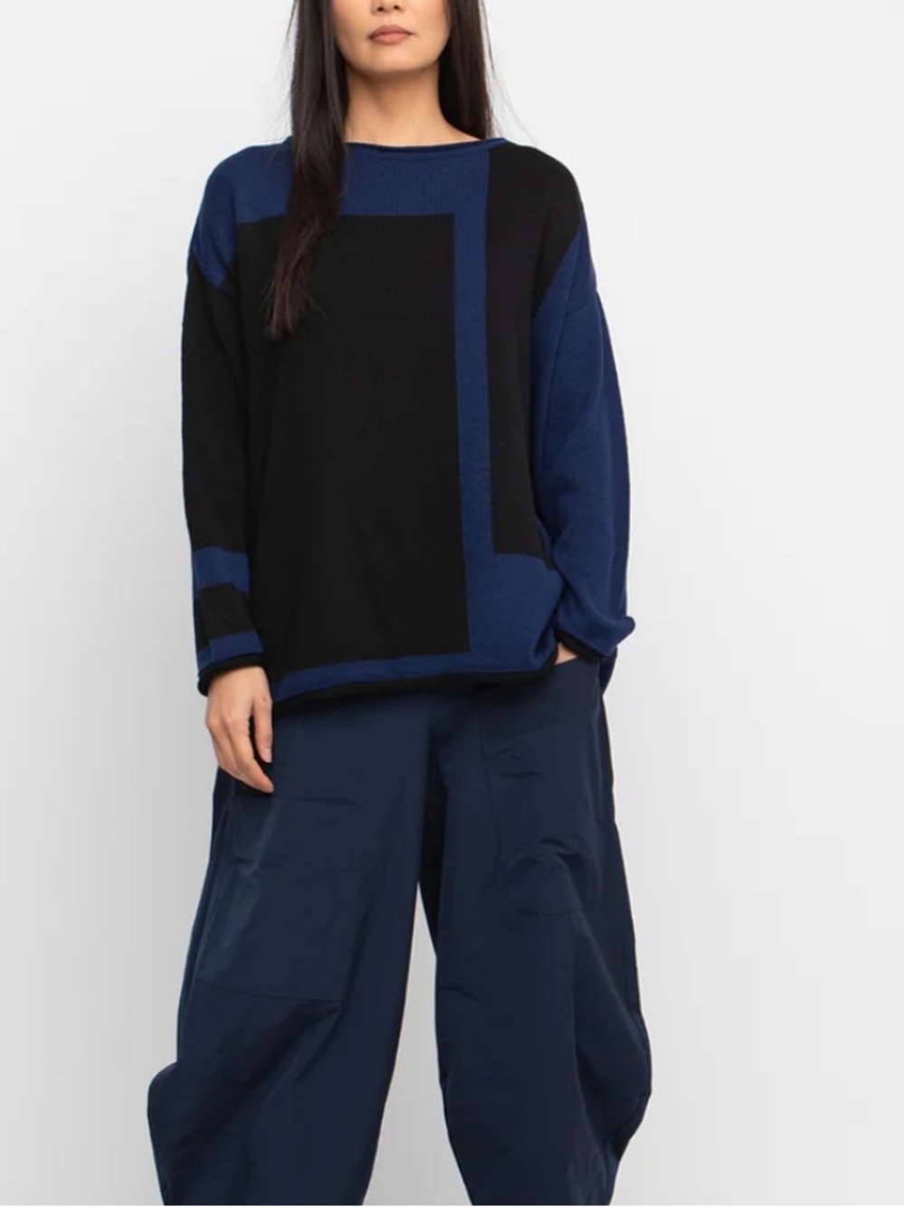 OZAI N KU Colorblock SAILOR SWEATER, BLUE